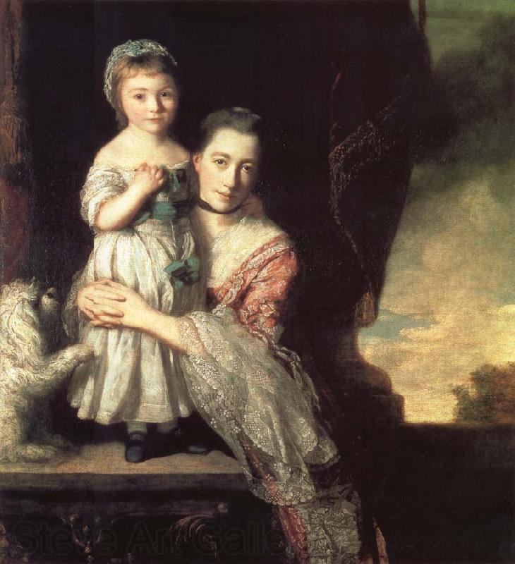 REYNOLDS, Sir Joshua Georgiana,Countess spencer,and Her daughter Georgiana,Later duchess of Devonshire Spain oil painting art